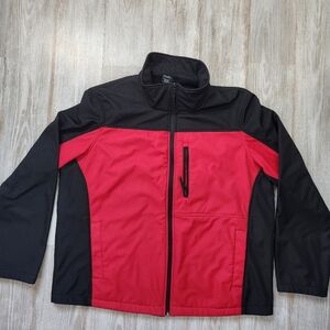 Faded Glory Red & Black Softshell Fleece Lined Full Zip Jacket Men's Sz XL